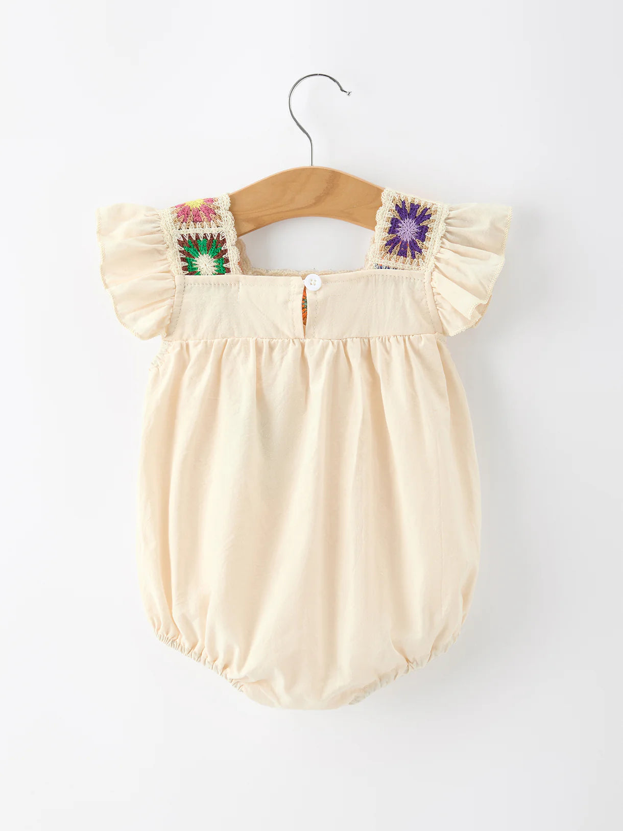 Summer Crochet Square Baby Ruffle Romper