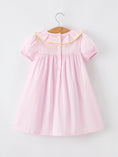 Load image into Gallery viewer, Back to School Pink Pencil Applique Ruffle Collar Girls Dress
