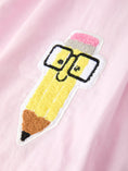 Load image into Gallery viewer, Back to School Pink Pencil Applique Ruffle Collar Girls Dress
