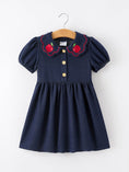 Load image into Gallery viewer, Back to School Apple Applique Girls Dress Petals Collar
