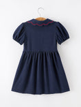 Load image into Gallery viewer, Back to School Apple Applique Girls Dress Petals Collar
