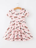 Load image into Gallery viewer, Girls Western Horse Print Twirl Dress Short Sleeve
