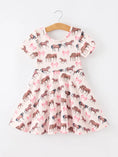 Load image into Gallery viewer, Girls Western Horse Print Twirl Dress Short Sleeve
