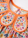 Load image into Gallery viewer, Orange Floral Bow Petals Collar Girls Romper
