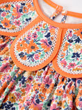 Load image into Gallery viewer, Orange Floral Bow Petals Collar Girls Dress
