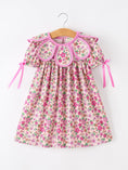 Load image into Gallery viewer, Pink Floral Bow Petals Collar Girls Dress
