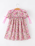 Load image into Gallery viewer, Pink Floral Bow Petals Collar Girls Dress
