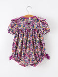 Load image into Gallery viewer, Purple Floral Bow Petals Collar Girls Romper
