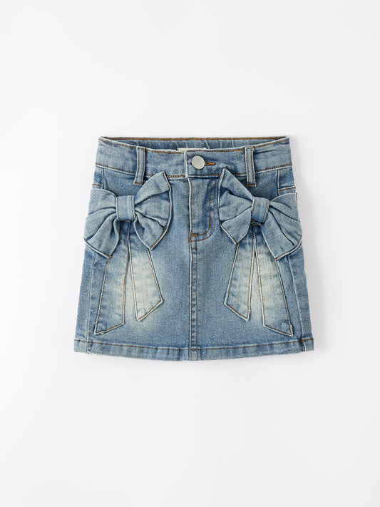 Denim Bow Girls Skirt