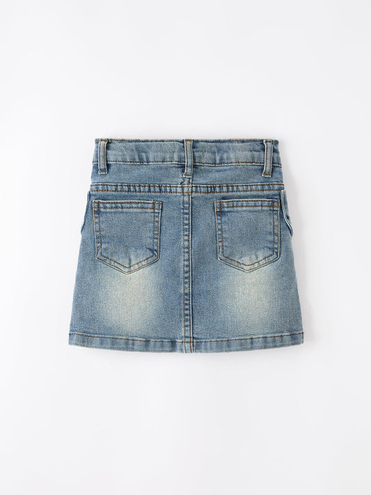 Denim Bow Girls Skirt