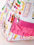 Load image into Gallery viewer, Back to School Print Girls Backpack Ruffle Bag
