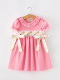Load image into Gallery viewer, Back To School Embroidery Girls Dress Bow Ruffle Puff Sleeve
