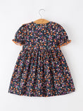 Load image into Gallery viewer, Fall Orange Bow Smocked Floral Girl Dress
