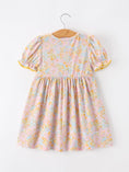 Load image into Gallery viewer, Yellow Bow Smocked Floral Girl Dress

