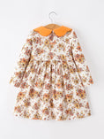 Load image into Gallery viewer, Fall Orange Floral Girl Dress Petals Collar

