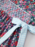 Load image into Gallery viewer, Blue Bow Floral Smocked Girl Bloomer Set
