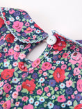 Load image into Gallery viewer, Blue Bow Floral Smocked Girl Bloomer Set
