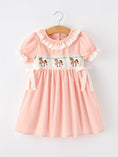 Load image into Gallery viewer, Western Horse Embroidery Girls Dress Lace Petals Collar Puff Sleeve
