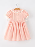 Load image into Gallery viewer, Western Horse Embroidery Girls Dress Lace Petals Collar Puff Sleeve
