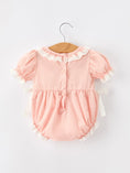Load image into Gallery viewer, Western Horse Embroidery Girls Romper Lace Petals Collar Puff Sleeve
