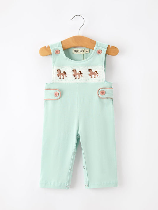 Western Horse Embroidery Boys Jonjon Sleeveless Romper