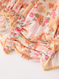 Load image into Gallery viewer, Peach Bow Smocked Floral Baby Bubble
