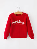 Load image into Gallery viewer, Red Christmas Girls “merry” Pullover Sweater
