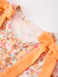 Load image into Gallery viewer, Peach Bow Smocked Floral Girl Dress
