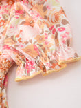 Load image into Gallery viewer, Peach Bow Smocked Floral Girl Dress
