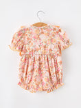 Load image into Gallery viewer, Peach Bow Smocked Floral Baby Bubble
