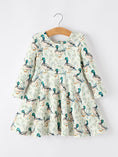 Load image into Gallery viewer, Girls Duck Print Dress Long Sleeve Twirl Dress

