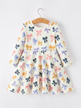 Load image into Gallery viewer, Halloween Bow Girls Dress Long Sleeve Twirl Dress
