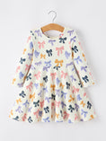 Load image into Gallery viewer, Halloween Bow Girls Dress Long Sleeve Twirl Dress
