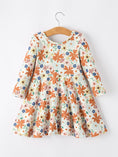 Load image into Gallery viewer, Fall Floral Girls Dress Long Sleeve Twirl Dress
