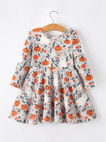 Load image into Gallery viewer, Halloween Pumpkin Ghost Girls Dress Long Sleeve Twirl Dress
