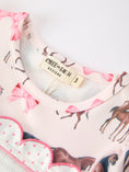 Load image into Gallery viewer, Western Horse Smocked Girls Dress Bow Ruffle Short Sleeve
