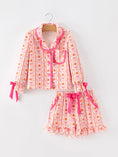 Load image into Gallery viewer, Halloween Thanksgiving Pumpkin Bow Girls Pajama Set
