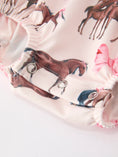 Load image into Gallery viewer, Western Horse Smocked Girls Romper Bow Ruffle Short Sleeve
