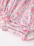Load image into Gallery viewer, Pink Bow Smocked Floral Baby Bubble
