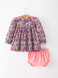 Load image into Gallery viewer, Pink Floral Petals Collar Girl Bloomer Set
