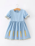 Load image into Gallery viewer, Back to School Pencil Applique Girl Dress Scallop Hem
