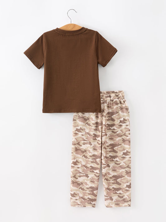 Duck Embroidery Camo Boy Pant Set