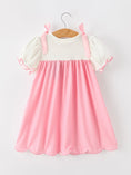 Load image into Gallery viewer, Pink Ballet Embroidery Bow Polka Dot Dress
