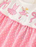 Load image into Gallery viewer, Pink Ballet Embroidery Bow Polka Dot Dress
