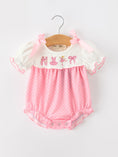 Load image into Gallery viewer, Pink Ballet Embroidery Bow Bubble Romper
