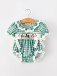 Load image into Gallery viewer, Western Plaid Horse Embroidered Girl Bubble Romper
