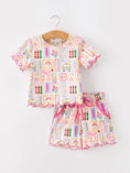 Load image into Gallery viewer, PREORDER Back to School Print Girl Short Set Scallop Hem
