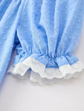Load image into Gallery viewer, Blue Fall Thanksgiving&Halloween Pumpkin Smock Embroidery Lace Baby Girl Dress
