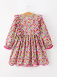 Load image into Gallery viewer, Hot Pink Bow Floral Girl Dress
