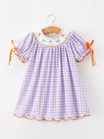 Load image into Gallery viewer, Halloween Ghost Plaid Bow Scallop Girls Dress
